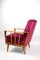 Vintage Raspberry Velvet Armchair, 1960s 11