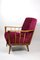 Vintage Raspberry Velvet Armchair, 1960s, Image 8