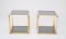Paar Glasbeistelltische im vergoldeten Rahmen von Alberto Rosselli für Saporiti, 1972 1