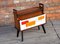 Vintage French Painted Wood & Leather Magazine Rack, 1960s 3