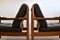 Mid-Century Scandinavian Wood & Black Leather Armchairs, Set of 2, Image 5