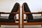 Skandinavische Mid-Century Armlehnstühle aus Holz & schwarzem Leder, 2er Set 5