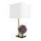 Vintage French Natural Stone & Brass Table Lamp, 1970s 2