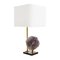 Vintage French Natural Stone & Brass Table Lamp, 1970s, Image 2
