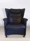 Blue Leather Model DS-23 Lounge Chair & Footstool from de Sede, 1990s, Set of 2 8