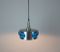 Lampe à Suspension Vintage en Aluminum Brossé & en Cristal Bleu, 1960s 6