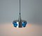 Vintage Brushed Aluminum & Blue Crystal Pendant Light, 1960s 6