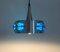 Vintage Brushed Aluminum & Blue Crystal Pendant Light, 1960s 5