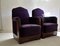 Art Deco Mahogany and Purple Velvet Lounge Chairs by Carel Adolph Lion Cachet, Set of 2, 1930s 5