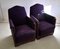 Art Deco Mahogany and Purple Velvet Lounge Chairs by Carel Adolph Lion Cachet, Set of 2, 1930s 1