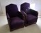 Art Deco Mahogany and Purple Velvet Lounge Chairs by Carel Adolph Lion Cachet, Set of 2, 1930s, Image 1