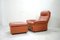 Vintage DS 49 Cognac Leather Lounge Chair & Ottoman from de Sede, Set of 2 9