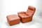 Vintage DS 49 Cognac Leather Lounge Chair & Ottoman from de Sede, Set of 2, Image 4