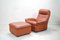 Vintage DS 49 Cognac Leather Lounge Chair & Ottoman from de Sede, Set of 2 1