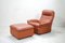 Vintage DS 49 Cognac Leather Lounge Chair & Ottoman from de Sede, Set of 2, Image 1