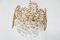 Lámpara de araña de latón dorado y cristal tallado de Palwa, años 70, Imagen 10