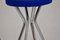 Chromed Barstools with Blue Faux Leather, 1950s, Set of 4 5