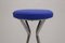 Chromed Metal Barstools with Blue Skai Seat, 1950s, Set of 2 5