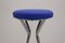 Chromed Metal Barstools with Blue Skai Seat, 1950s, Set of 2, Image 5