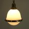 Antique Industrial Brass, Opaline & Frosted Glass Pendant 6