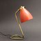 Lampe de Bureau Mid-Century Rouge en Laiton, France, 1950s 1