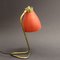 Lámpara de mesa francesa Mid-Century de latón y metal rojo, años 50, Imagen 9