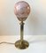 Vintage Scandinavian Fluted Brass & Pink Glass Table Lamp, 1970s 5