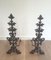 Late 19th-Century Wrought Iron Andirons, Set of 2 1