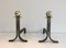 Modernist Steel, Iron, and Brass Andirons, 1940s, Set of 2, Image 1