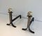 Modernist Steel, Iron, and Brass Andirons, 1940s, Set of 2, Image 3