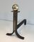 Modernist Steel, Iron, and Brass Andirons, 1940s, Set of 2, Image 6