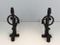 Arts & Crafts Wrought Iron and Brass Andirons, 1900s, Set of 2 2
