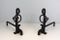 Arts & Crafts Wrought Iron and Brass Andirons, 1900s, Set of 2, Image 1