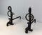 Arts & Crafts Wrought Iron and Brass Andirons, 1900s, Set of 2, Image 4