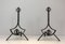 French Modernist Wrought Iron Andirons, 1940s, Set of 2 1