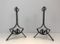 French Modernist Wrought Iron Andirons, 1940s, Set of 2 3