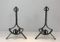 French Modernist Wrought Iron Andirons, 1940s, Set of 2 2