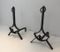 French Modernist Wrought Iron Andirons, 1940s, Set of 2 4