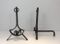 French Modernist Wrought Iron Andirons, 1940s, Set of 2 5