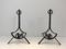 French Modernist Wrought Iron Andirons, 1940s, Set of 2 17