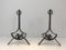 French Modernist Wrought Iron Andirons, 1940s, Set of 2, Image 17