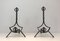 French Modernist Wrought Iron Andirons, 1940s, Set of 2 18