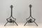 French Modernist Wrought Iron Andirons, 1940s, Set of 2, Image 18