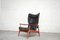 Wingback Leather Lounge Chair by K. Rasmussen for Peter Wessel, 1960s 22