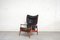 Wingback Leather Lounge Chair by K. Rasmussen for Peter Wessel, 1960s, Image 1