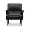 Danish Mid-Century Black Leather Lounge Chair, 1970s, Image 3