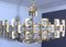 Large Mid-Century Brutalist Gilt Brass & Crystal Chandelier from Palwa, 1960s 9