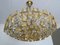Large Mid-Century Brutalist Gilt Brass & Crystal Chandelier from Palwa, 1960s 15
