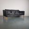 Black Leather Mogensen Style 3-Seater Sofa, 1970s 1