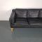 Black Leather Mogensen Style 3-Seater Sofa, 1970s 4